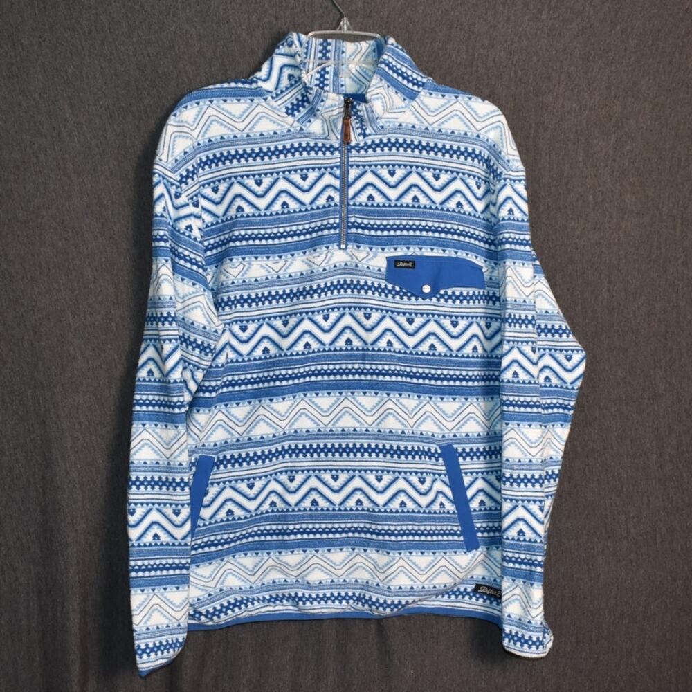 Rafter C Red Dirt Men's Large Chambray Half Zip Fleece Pullover Sweater